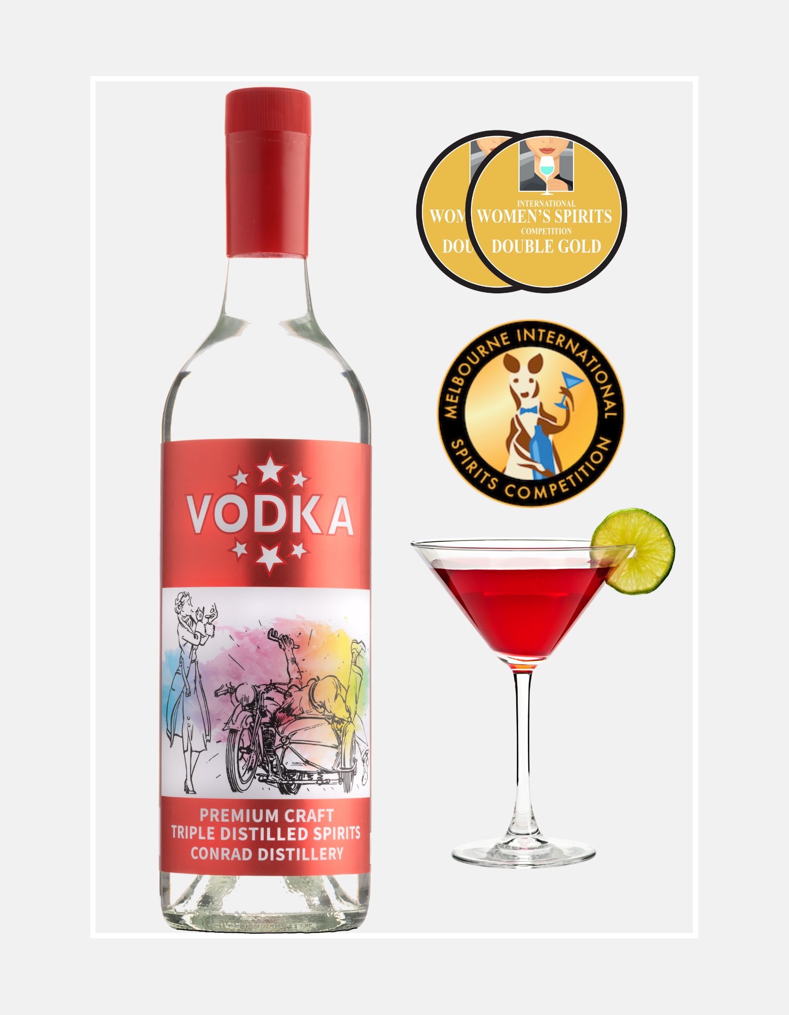 Conrad Distillery Vodka with Awards