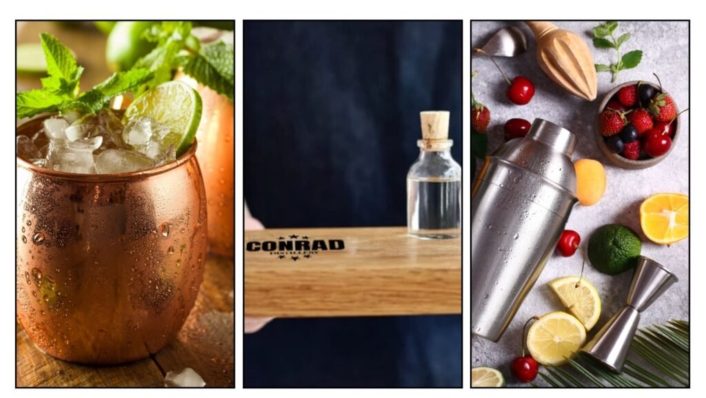 drinks showcasing Conrad Distillery tasting experiences