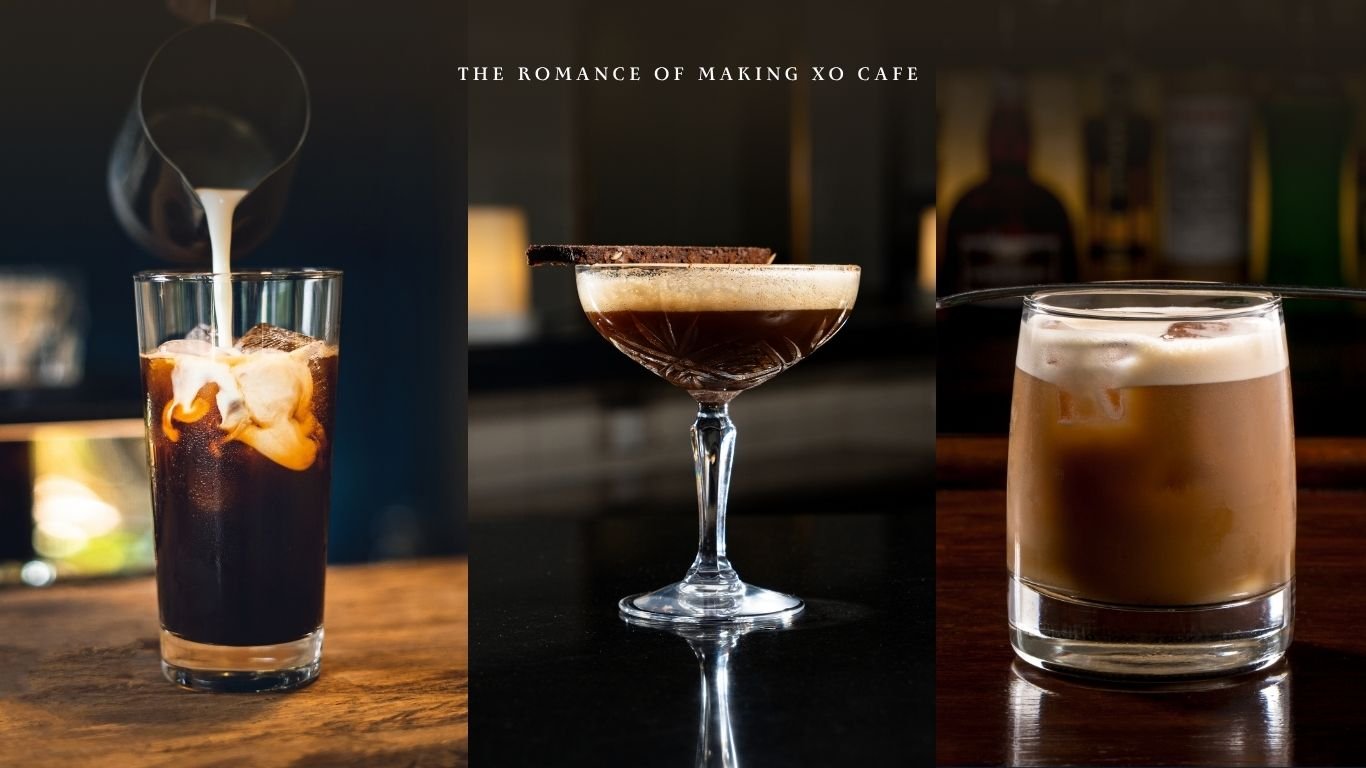 XO Cafe cocktails featuring cold brew coffee, creamy espresso martini and iced coffee cocktail.