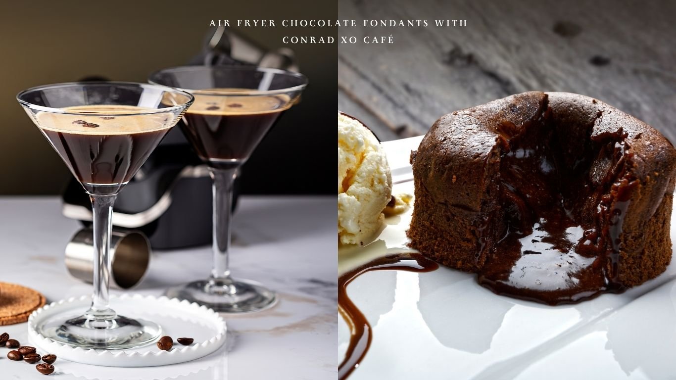 Chocolate fondant with molten centre served with espresso martini made with XO Cafe liqueur.